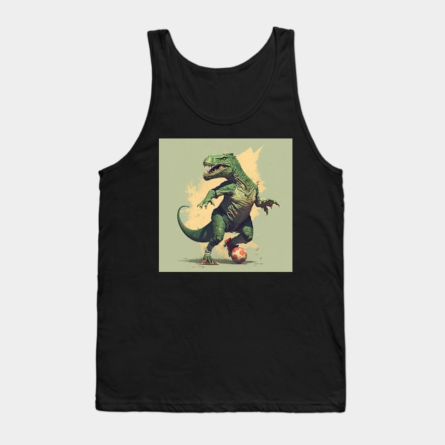 Soccer dinosaur playing football Green t-shirt Tank Top by presstex.ua@gmail.com